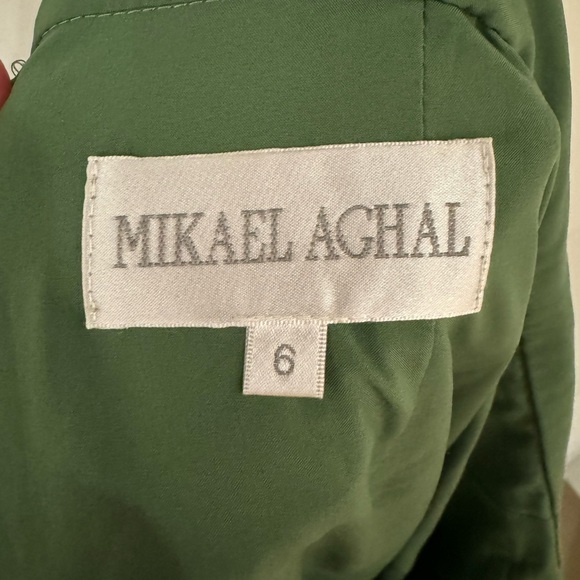 Mikael Aghal green long tiered dress, high neck - Picture 4 of 4